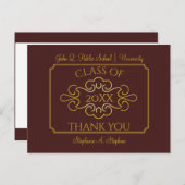 Elegant Maroon | Goudcollege Hartelijk dank Briefkaart (Voorkant / Achterkant)