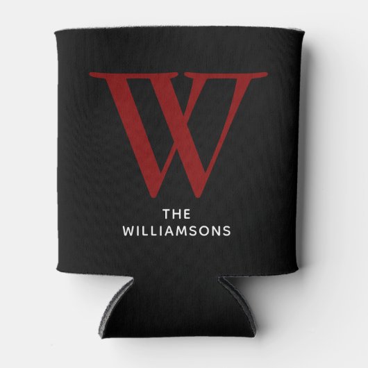 Elegant Maroon Monogram Naam Blikjeskoeler (Voorkant)