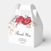 Elegant Maroon Roos Bloemen Greenery Verjaardag Bedankdoosjes (Achterkant)