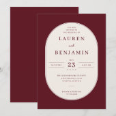 Elegant Maroon Serif Wedding Invitation (Devant / Derrière)