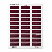 Elegant Maroon Typografisch Etiket (Full Sheet)