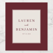 Elegant Maroon Typographic Wijn Etiket (Enkel label)