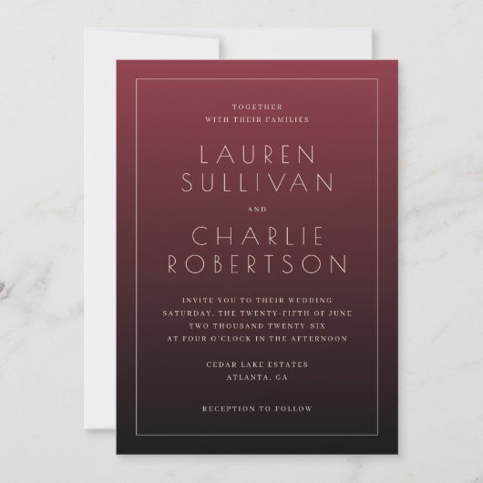 Elegant Maroon Wedding Invitation (Devant)
