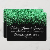 Elegant Marriage Elopement Falling Stars Emerald Aankondiging (Voorkant / Achterkant)