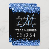 Elegant Marriage Elopement Sparkles Blue Aankondiging (Voorkant / Achterkant)