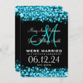 Elegant Marriage Elopement Sparkles Turquoise Aankondiging (Voorkant / Achterkant)