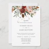 Elegant Marsala Burgundy Blush Ivory Wedding Kaart (Voorkant)