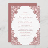 Elegant Marsala Lace Wedding Invitation Kaart (Voorkant / Achterkant)