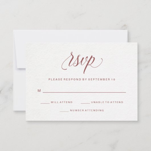 Elegant Marsala Typografie Waterverf Paper RSVP Kaartje (Voorkant)