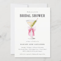 Elégant Martini Cocktail Bridal Shower Invitation