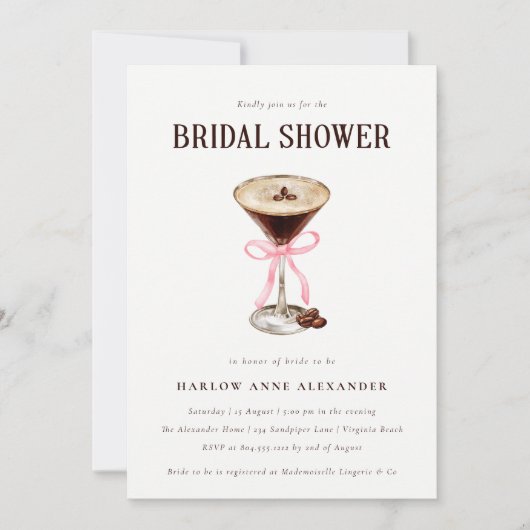 Elégant Martini Cocktail Bridal Shower Invitation (Devant)
