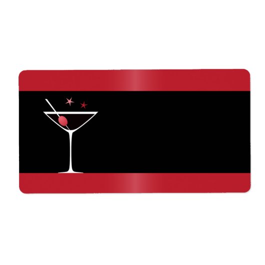 Elegant martini cocktail drink rood zwart etiket (Voorkant)