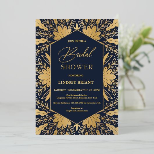 Elegant marvy and real gold folie scriptletters folie uitnodiging (Staand Voorkant)