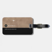 Elegant Masculine Brown Black Monogram Bagagelabel (Achterkant horizontaal)