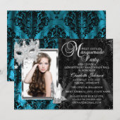 Elegant Mask Heels Blauwgroen Masquerade Photo Swe Kaart (Voorkant / Achterkant)