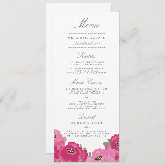 Elegant Mason Jar Bruiloft Menu (Voorkant / Achterkant)