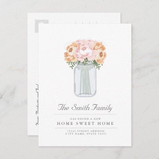 Elégant Mason Jar Moving Faire-part (Devant / Derrière)