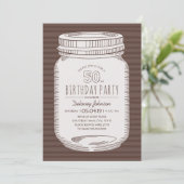 Elegant Mason Jar Rustiek 50ste verjaardagsfeest Kaart (Staand voorkant)