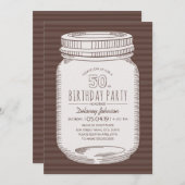 Elegant Mason Jar Rustiek 50ste verjaardagsfeest Kaart (Voorkant / Achterkant)