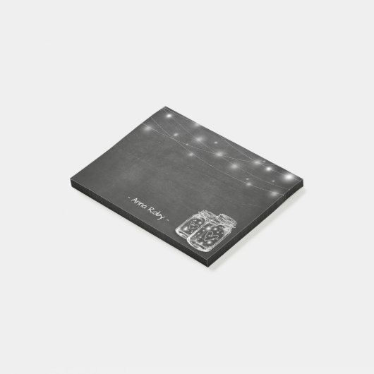 Elegant Mason Jar  String Lights Chalkboard Post-it® Notes (Schuin)