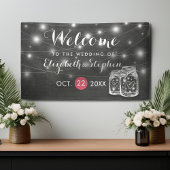 Elegant Mason & Jar String Lights Weddenschap Welk Spandoek