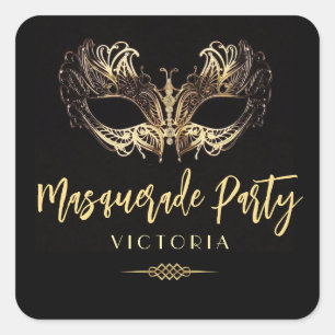 Elegant Masquerade Feest Goud Zwart Sticker