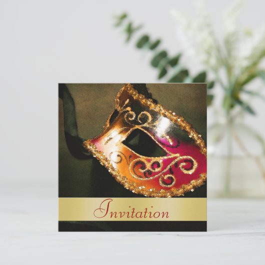 Elegant Masquerade Kerstfeestdag uitnodiging (Staand voorkant)