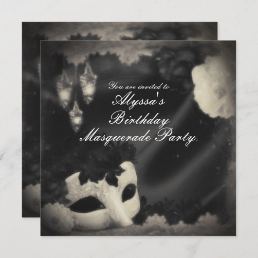 Elegant Masquerade Mask Party Uitnodiging (Voorkant / Achterkant)