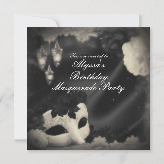 Elegant Masquerade Mask Party Uitnodiging (Voorkant)