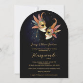 Elegant Masquerade Masks with Gold Effect Accents Kaart (Voorkant)