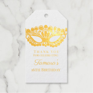 Elegant Masquerade Sixtetiende verjaardag Cadeaulabels