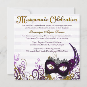Elegant Masquerade Swirl Invite [Paars] Kaart