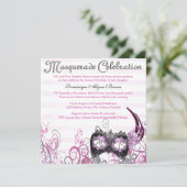 Elegant Masquerade Swirl Invite [Roze] Kaart (Staand voorkant)