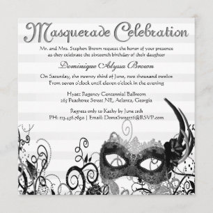 Elegant Masquerade Swirl Invite [zwart] Kaart
