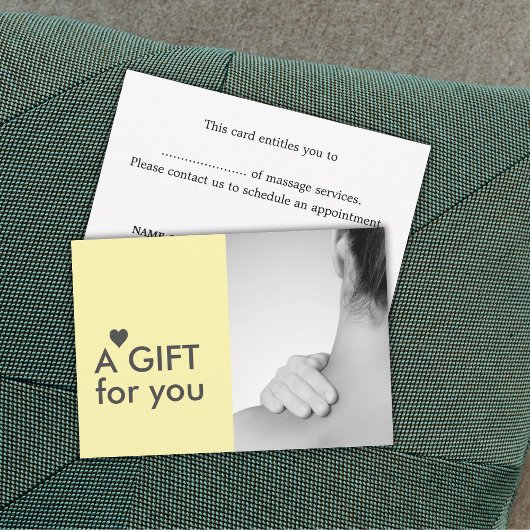 Elegant Massage Therapist Photo Yellow Grey Heart 