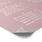Elegant Mauve Alfabetical Wedding Seding Chart Poster (Hoek)