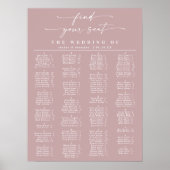 Elegant Mauve Alfabetical Wedding Seding Chart Poster (Voorkant)
