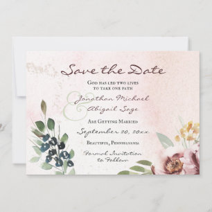 Elegant Mauve Blush Pink Floral Christelijk Wedden Save The Date