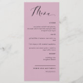 Elegant Mauve, Calligrafie Wedding/Ontvangst Menu (Voorkant)