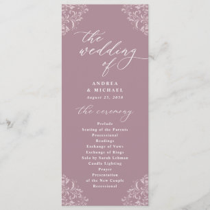 Elegant Mauve Classic Wedding Programs Programma