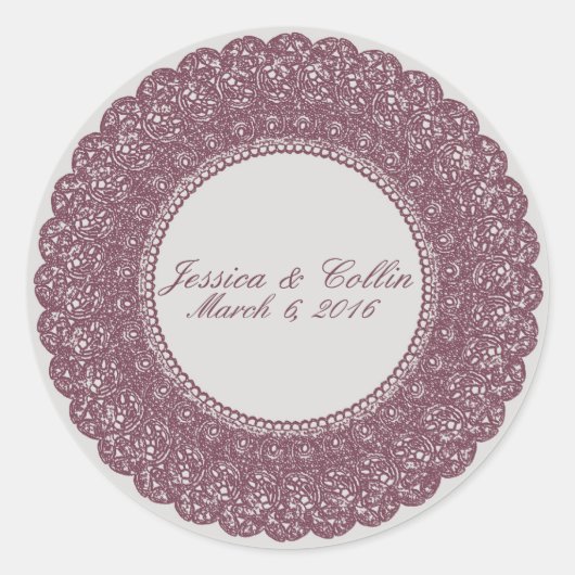 Élégant mauve & dentelle grise autocollant personn (Devant)