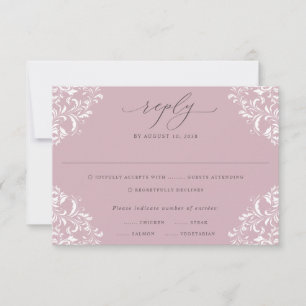Elegant Mauve Dusty Roos  Klassieke bruiloft RSVP Kaartje