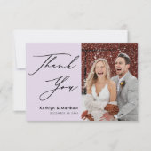 Elegant Mauve Elegant Script Modern Photo Wedding Bedankkaart (Voorkant)