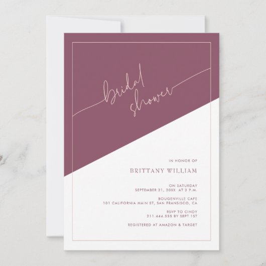 Elegant Mauve et Dusty Rose Invitation Fête des ma (Devant)