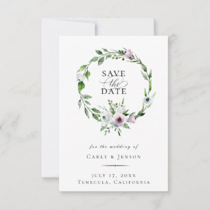 Elegant Mauve Floral heeft de datum opgeslagen Aankondiging