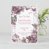 Elégant Mauve Frame Modèle Faire-part de mariage (Debout devant)