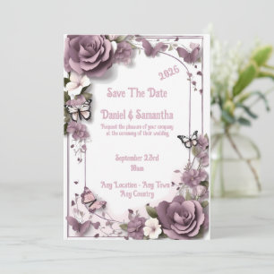Elégant Mauve Frame Modèle Faire-part de mariage