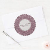 Elegant mauve & grijs kant aangepaste sticker (Envelop)