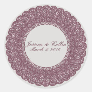 Elegant mauve & grijs kant aangepaste sticker