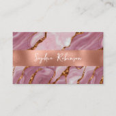 Elegant Mauve Marmer en Faux koperen Visitekaartje Kortingskaartje (Voorkant)
